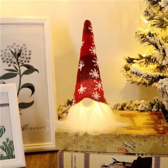 Christmas Gnome Lights, Swedish Santa Tomte, Nordic Decorations Set of 4 - Picture 4 of 7